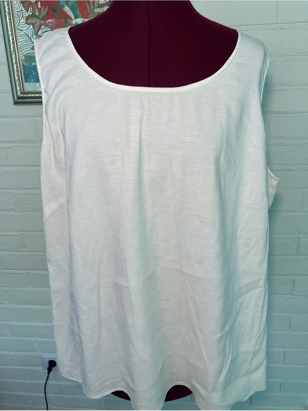 Citron Santa Monica Silk Linen Blend Tank - Off White - Size 1X - Picture 4 of 7